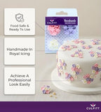 Culpitt Mini Flowers Assorted Sugar Pipings, 6mm and 10mm Sugar Paste Flowers with Royal Icing Centre, Decoration for Cupcakes and Cakes, Pack of 100 Pink (06219)