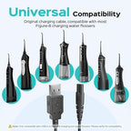 COSLUS Original Water Flosser Charger, Aquasonic, Nicwell, Oralfree, Nicefeel, Hangsun, Tovendor, Zerhunt Figure-8 Replacement Charger Water Flosser, Dental Pick Charger Cord, USB A Black