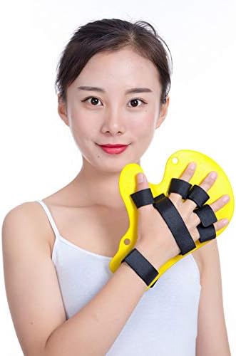 Finger Training Device，Finger splint hand Stroke Rehab Equipment Finger Orthotics Fingerboard Stroke Hemiplegia Finger Orthotics Points for Stroke/Hemiplegia/Traumatic Brain Injury Suitable for Left and Right Han … (Yellow)