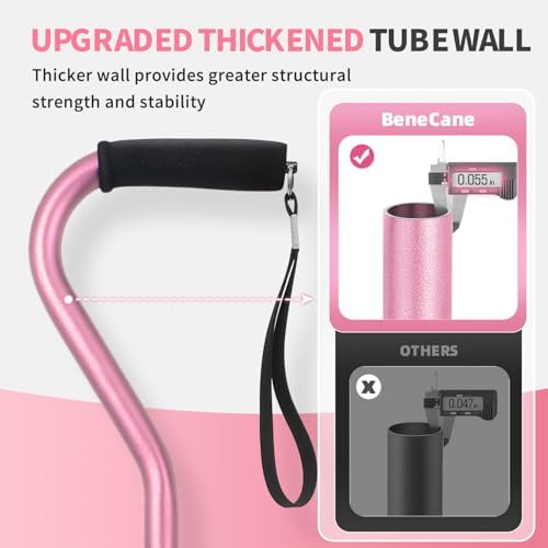 BeneCane Walking Cane for Men & Women Adjustable Cane with Offset Soft Cushioned Handle -Portable Lightweight Sturdy Mobility Walker Aid for Elderly, Seniors Collapsible Cane