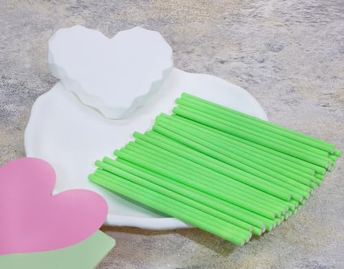 50Pcs Candy Paper Sticks Candy Making Treat Stick for Christmas Birthday Party Cake Pop Cupcake Topper Rainbow Candy Cookie Dessert Chocolate Sucker (Light Green, 3.5x100mm)