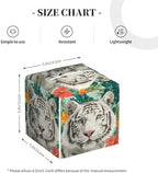 Majestic White Tiger Tissue Box Cover Square, Waterproof Leather Tissue Box Holder Portable Dispenser Modern Home Decoration for Bathroom Car Nightstand Vanity
