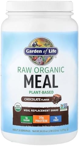 Garden of Life Meal Replacement Shakes, Raw Organic, Chocolate Protein Powder with Plant Based Pea Protein, Sprouts, Greens, Probiotics, Dairy Free 28 Servings