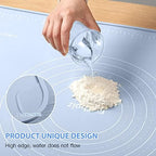 Silicone Pastry Mat 28"*20" Extra Thick Non Stick Baking Mat Food Grade Silicone Dough Rolling Bake Mat with Edge Heightening Blue