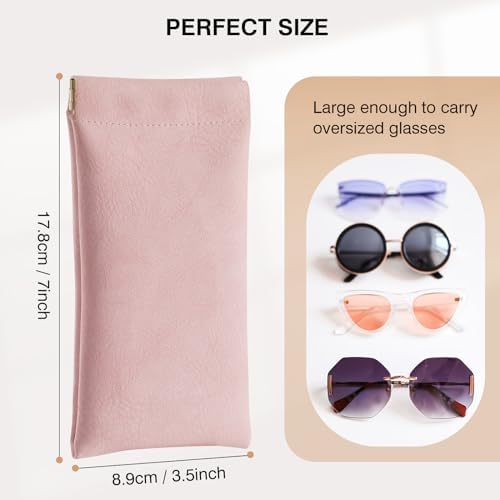 Marvolia Sunglass Case, Portable Squeeze Top Glasses Cases Soft Eyeglass Cases for Women Men Pu Leather Glasses Pouch