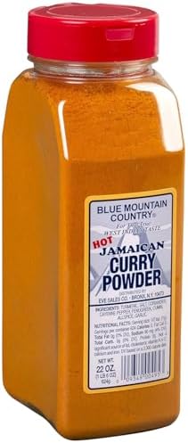 Blue Mountain Country Jamaican Curry Powder Hot - 22 oz Shaker Bottle | Authentic Spicy West Indian Curry Blend for Meat, Seafood, Vegetables & More