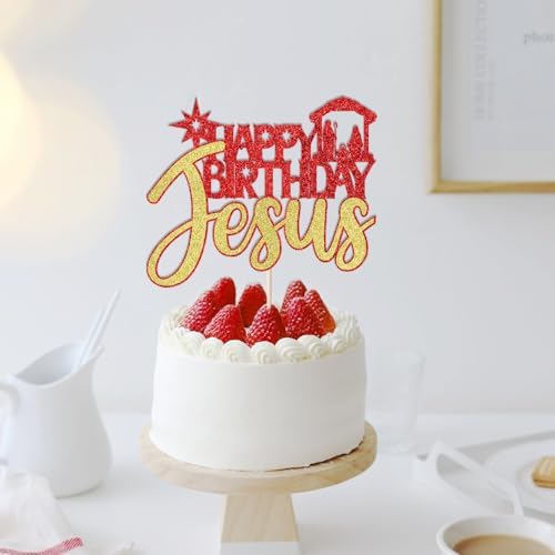 Happy Birthday Jesus Cake Topper, Jesus Birthday, Good Friday Cake Decorations, Eve Xmas Party, Christmas Theme Birthday Party Selected Cake Decor Supplies, Christmas Religious Decorations