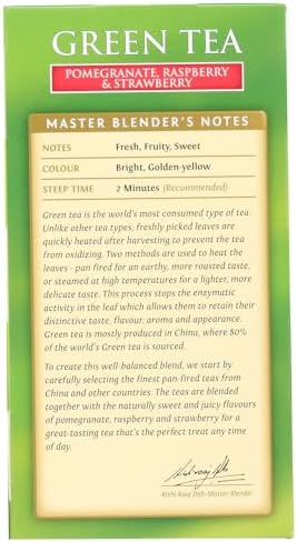 Twinings Green, Pomegranate, Raspberry, and Strawberry Bagged Tea, 80 Count (Pack of 4)