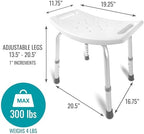 DMI Shower Chair Bath Seat for Tub or Shower Bench for Inside Shower, Made of Non Slip Aluminum with Plastic Seat, No Tools Needed, Adjustable Height, Holds Weight up to 300 Pounds, Bath Bench, White