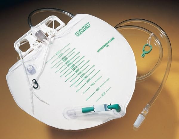 Urinary Drain Bag Bard Anti-Reflux Valve Sterile 4,000 mL Vinyl Pack of 5