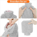 Hot Water Bottle, 500ml Small Hot Water Bottle with Cover Mermaid Style Hand Warmer with Soft Premium Faux Fur Cover 2-in-1 Bottles for Cold & Hots Compress Bag for Women Seniors (Gray)