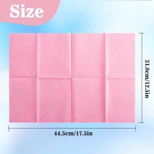 MAQIHAN 75pcs Dental Bibs Disposable - Pink Disposable Dentist Bibs for Nail, Tattoo, Lash, Paper Towels, Napkins, Desk Mat for Nail Table, Tattoo Tray Covers, Nail Tech Art Essential Stuff Supplies
