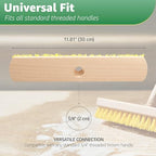 Deck Scrub Brush Head 11.81" - Deck Brush for Scrubbing Heavy Duty, Scrub Broom Head with Hard Nylon Bristles, Concrete Brush, Outdoor Stiff Bristle Brush for Cleaning Wooden Deck, Floor, Garage