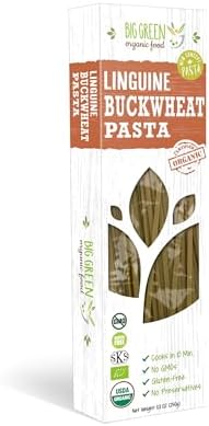Big Green Organic Food- Organic Buckwheat Linguine, Gluten-Free, Single Ingredient, Pure Buckwheat, Non-GMO, Vegan, Wheat and Rice Alternative, 8.8oz (1 Pack)