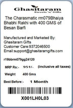 Ghasitaram Gifts Rakhis Online - Rakhi for Brother- The Charasmatic rm079Bhaiya Bhabhi Rakhi with 400 GMS of Besan Barfi