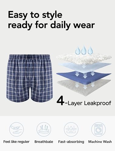 TIICHOO Incontinence Underwear for Men Washable Urinary Incontinence Boxer Regular Absorbency Mens Leak Proof Underwear