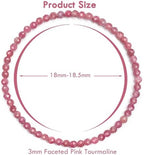 BONNY BOXX Natural Genuine Gemstone Faceted Round Beads Bracelets, 3mm Adjustable Stretchy Tiny Faceted Black Tourmaline Bracelet, Healing Crystal Reiki Chakra Dainty Jewelry Fashion Gifts