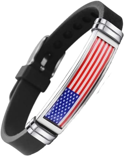 United States Of America Flag Bracelet Silicon Chain Wristband Souvenir, USA Fashion Handmade Bracelet For Man & Woman Special Day's Gift and 4th of July