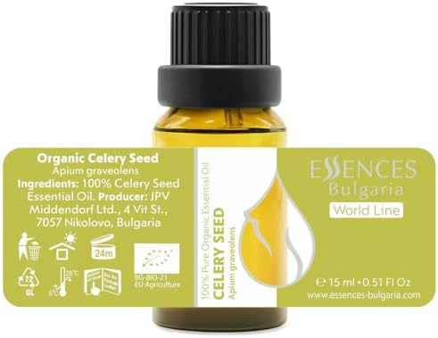 Essences Bulgaria Celery Seed Essential Oil 15ml (0.51 Fl Oz) | Apium graveolens | 100% Pure, Natural, Undiluted | Aromatherapy, Cosmetics | Vegan, Non-GMO, Cruelty-Free