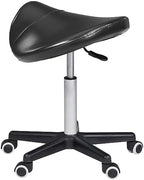 Master Massage Ergonomic Saddle Stool – Hydraulic Swivel Rolling Chair for Salon, Clinic, Tattoo, Dentist, Spa, Workshop, and Office – Black
