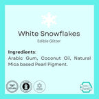 Dye-Free Edible Glitter Snowflakes - Vegan, Gluten-Free & Non-Toxic | Perfect for Cakes, Cupcakes, Drinks & Desserts by Simply Sucré (White, 1 Jar)