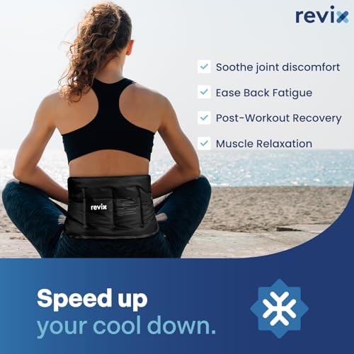 REVIX Large Ice Packs Wrap for Hip, Knee, Leg, Shoulder, Back, Reusable Gel Cold Pack for Injuries, Joint and Muscle Discomfort Relief, Black
