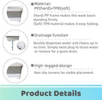 GIMWA Collapsible Wash Basin with Drain Plug - 2.4 Gallon Foldable Kitchen Sink for Baby Bottles, RV Camping, Space-Saving Dish Tub (Gray)