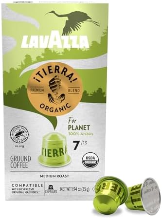 Lavazza ¡Tierra! for Planet Aluminum Capsules Compatible with Nespresso* Original Machines, Medium Espresso Roast, 100% Arabica (60 Capsules)
