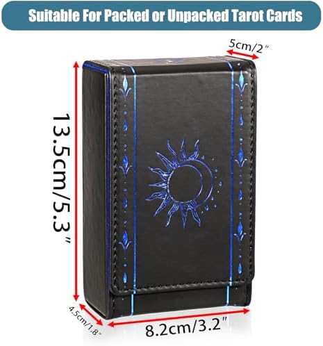 JUXYES PU Leather Tarot Card Protective Case, Sun Moon Pattern Design Tarot Deck Storage Pouch, Tarot Card Holder Tarot Pouch Bag for Playing Cards and Standard Size Tarot Cards Tarot Deck