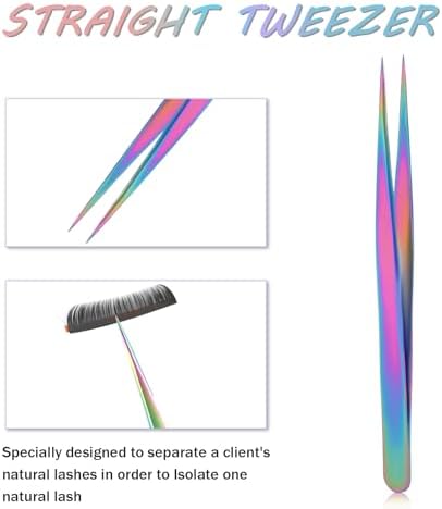 2pcs Precision Nail Art Eyelash Extension Tweezers - Stainless Steel False Lash Application Tools, Curved & Straight Tip