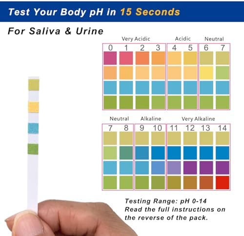 pH Test Strips for Urine Saliva 100 Ct with 100 Cups, (Range 0-14) 4 in 1 pH Testing Strips or Human Body Alkaline Acid, Orak pH, Water pH, Fast 15-Second Results Home Pee Test