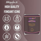 Dekozauber24 Fondant brown, 1.1 LB, for cakes and figurines, gluten free, slight vanilla taste, brown fondant icing ready to roll for edible cake decoration