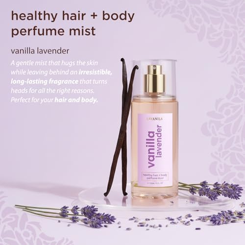 Lavanila Vanilla Lavender Healthy Hair + Body Perfume Mist, 5 Fl Oz - Jojoba Oil Nourishes & Hydrates Without Weighing Hair Down or Leaving Skin Sticky