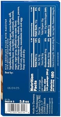 Niederegger Milk Chocolate Marzipan Bar 110g/3.8 oz [Pack of 6] | Delicious world-renowned Marzipan encased with Rich, Creamy Milk Chocolate | Gourmet Confetionery | Made in Germany since 1806.