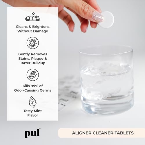 PUL Retainer Cleaner Tablets - Aligner Cleaner for Invisalign and Clear Aligners, Daily Retainer Cleaning Tablets and Denture Cleaner Tablets - Removes Odor, Stains and Plaque - 96 Day Supply