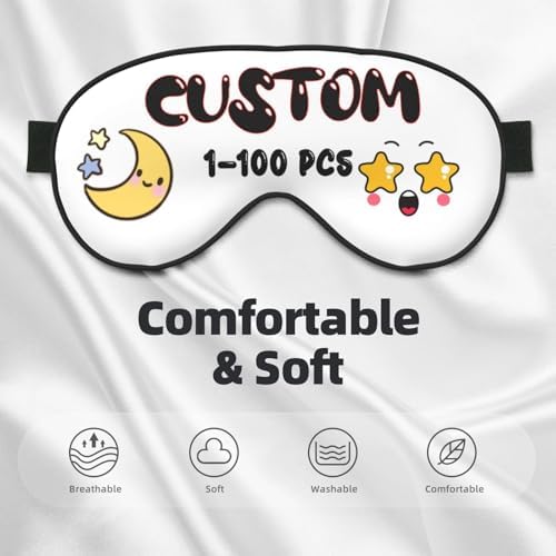 Custom Sleep Mask Add Your Design for Men & Women Personalized Eye Mask with Your Text Logo Image Customized Masks for Gifts White