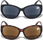 2 Pairs Women Outdoor Reading Sunglasses Oversized Full Lens Readers Leopard