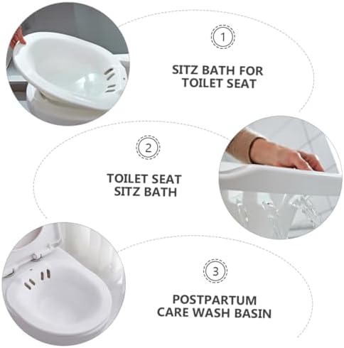Plastic Sitz Bath Toilet Seat Postpartum Care Wash Basin for Moms Comfortable Design for Soothing Relief Ideal for Hemorrhoids Easy to Clean with Drain Holes Fits Toilet Seats