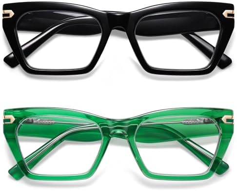 AMOMOMA Oversized Cat eye Reading Glasses for Women,Men,Men Blue Light Blocking Computer Readers Spring hinge AM6148