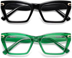 AMOMOMA Oversized Cat eye Reading Glasses for Women,Men,Men Blue Light Blocking Computer Readers Spring hinge AM6148