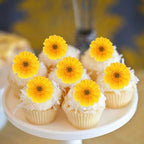 40PCS Edible Daisy Cupcake Toppers Yellow Daisy Flower Cupcake Picks for Spring Flower Baby Shower Girls Birthday Party Drink Toppers Bridal Engagement Wedding Anniversary Party Decorations Supplies
