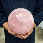 XUQULI Natural Crystals and Stones Natural Pink Rose Quartz Sphere Crystal Ball Healing for Decoration (Size : 95-100mm)