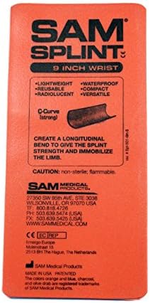 SAM Medical SAM Splint Small Flat Fold 9" x 4.25" - Moldable Aluminum Foam Splint for Fractures, Sprains & Strains, Orange/Blue - 1 Count