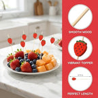 50PCS Strawberry Picks Toothpicks Cute Fruit Sticks and Dipping Skewers for Strawberries Fun Floral Cocktail Picks Plastic Stick Picks for Arrangements Wedding Party and Appetizer Use