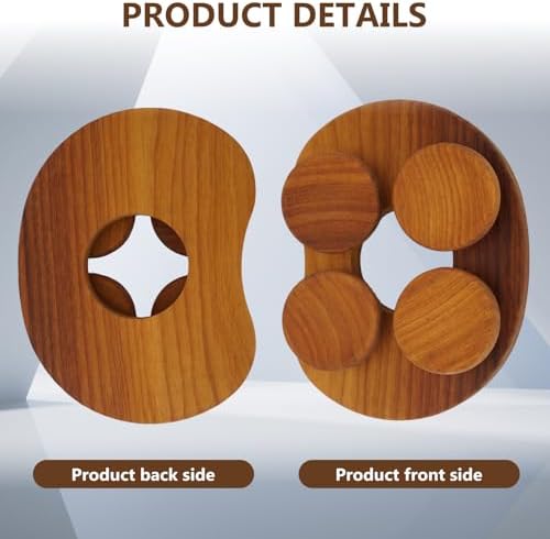 Wooden Sauna Headrest with Rotatable Disc, 4 Concave Surfaces Sauna Pillow, Wooden Headrest Pillow for Stiff Neck, Shoulder Head Health and Relaxation