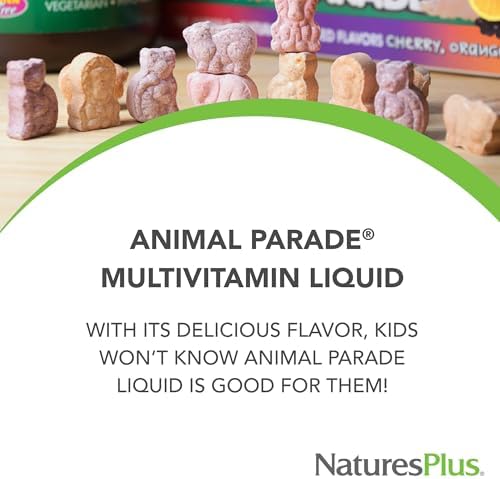 NaturesPlus Animal Parade Source of Life Children's Liquid Multivitamin - Tropical Berry Flavor - 30 fl oz - Whole Food Supplement - Vegetarian, Gluten-Free - 60 Servings
