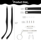 1 Pair Glasses Arm Replacement Kit, Universal Eyeglasses Repair Kit,Black Glasses Legs Replacement Eyeglass Arm Replacement Accessories with Screwdrivers, Screws, Washers, Nose Pads(6 mm)