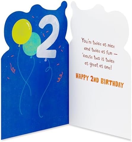 American Greetings Dinosaur 2nd Birthday Card for Toddler Kids, Happy Birthday Card for 2-Year-Old Boys or Girls (Twice as Nice)