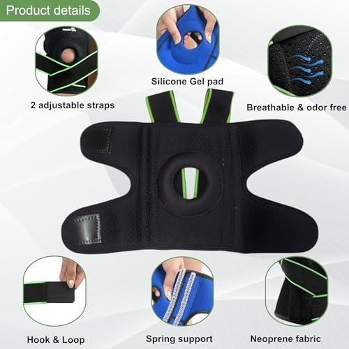 Wonder Care Knee Brace for men/women with patella Gel Pads & Anti-Slip Silicone strip Support best Knee brace for Pain, Knee Brace with Side Stabilizers, Adjustable Patella Compression Knee support