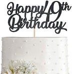 Black Happy 49th Birthday Cake Topper, Black Glitter Cheers To 49 Years Party Cakes Decorations, Supply